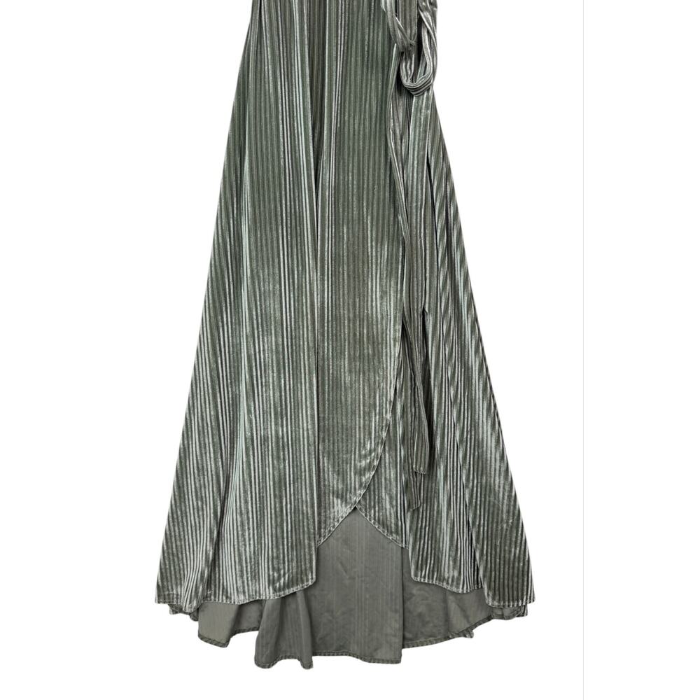 Baltic Born Andy Ribbed Velvet Maxi Wrap Dress Dusty Sage Medium Wedding - Picture 6 of 10
